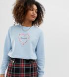 Adolescent Clothing Self Love Heart Graphic Sweatshirt - Blue