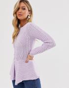 Ax Paris Long Sleeve Peplum Top - Purple