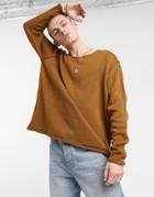 Asos Design Knitted Oversized Textured Sweater In Tan-brown