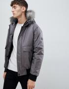 D-struct Fur Trimmed Short Parka Duarable Poly - Gray