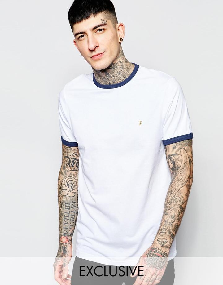 Farah T-shirt With Contrast Trim Slim Fit Exclusive - Ink Blue