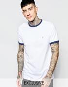 Farah T-shirt With Contrast Trim Slim Fit Exclusive - Ink Blue