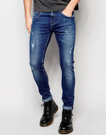 D.i.e. Smoke Super Skinny Distressed Jeans In Light Blue Wash - Indigo Wash 2