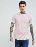 Farah Groves Slim Fit Ringer T-shirt In Pink - Pink