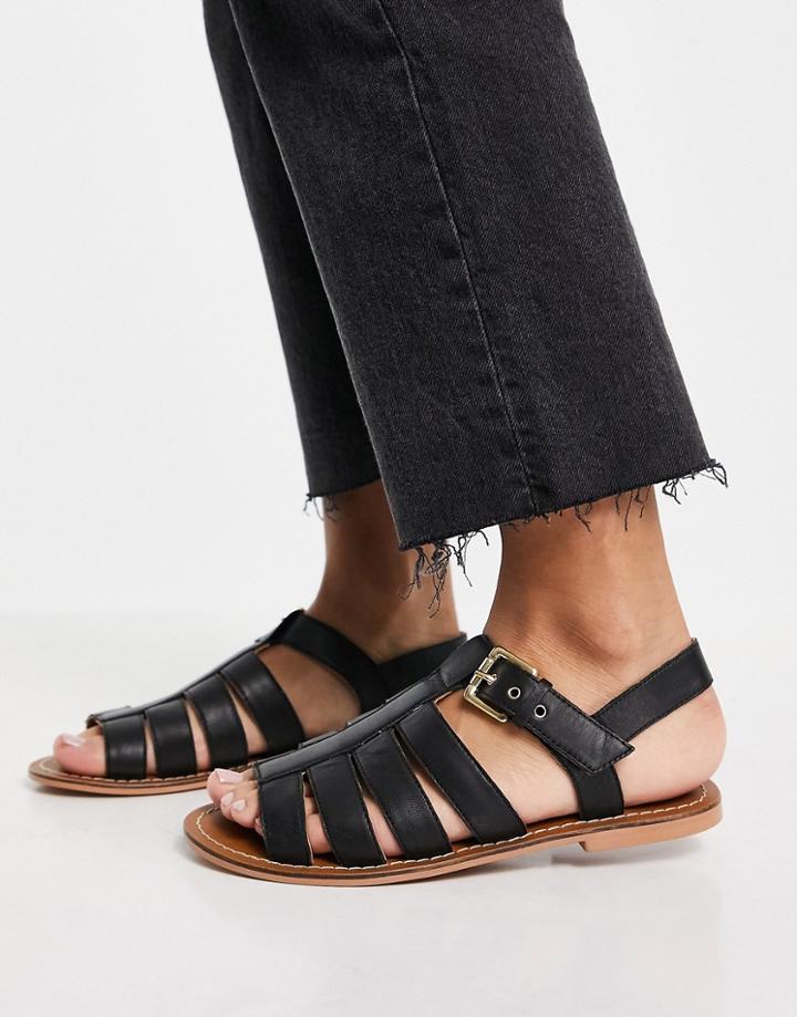 Asra Sapphire Flat Sandals In Black