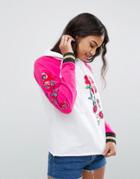 Asos Hoodie With Embroidery And Tipping - Multi