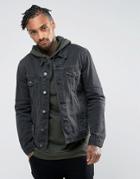Asos Denim Jacket In Washed Charcoal - Gray