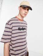 Kickers Striped Logo T-shirt In Brown