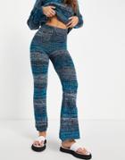 Asos Design Knitted Flare Pants In Space Dye - Part Of A Set-blues
