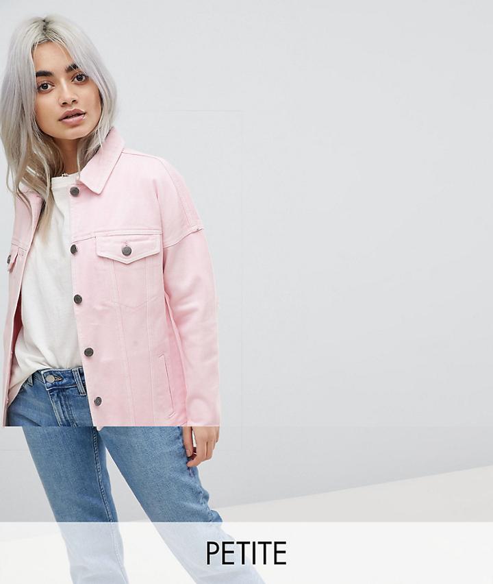 Noisy May Petite Denim Jacket - Pink