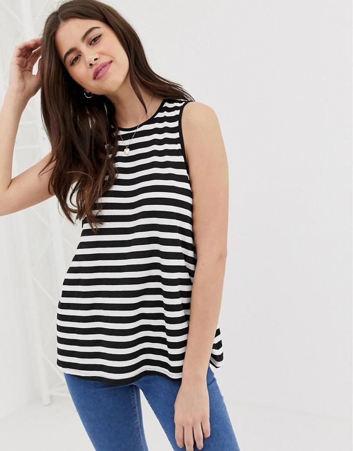 Asos Design Sleeveless Swing Tank In Stripe