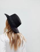 Asos Easy Felt Boater Hat With Size Adjuster - Black