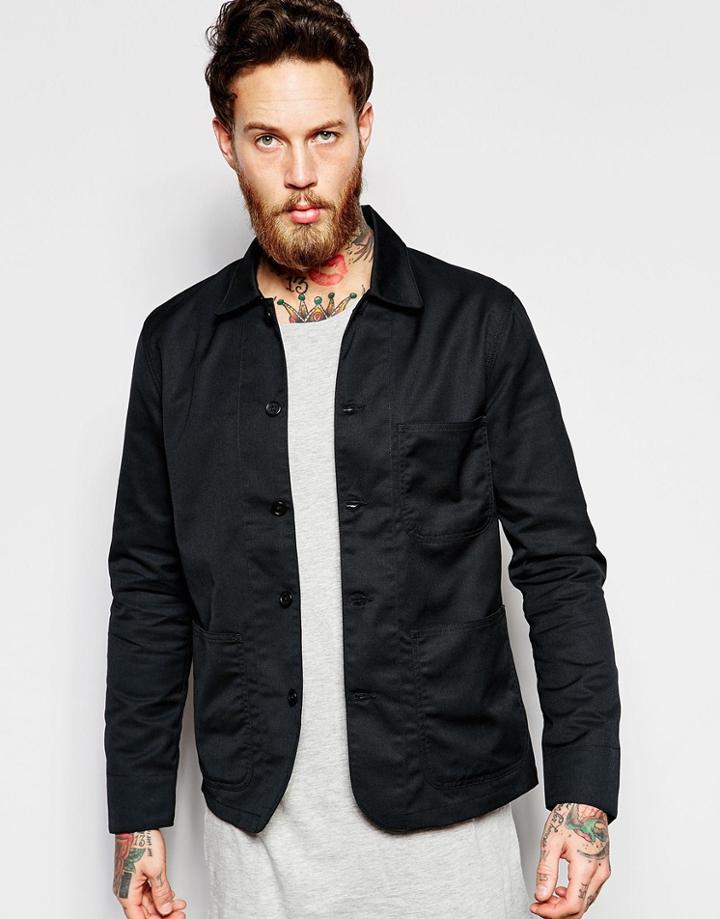 Edwin Union Jacket Twill In Black Unwashed - Black