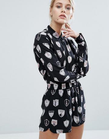 Storm & Marie Odette Shield Print Shirt - Black