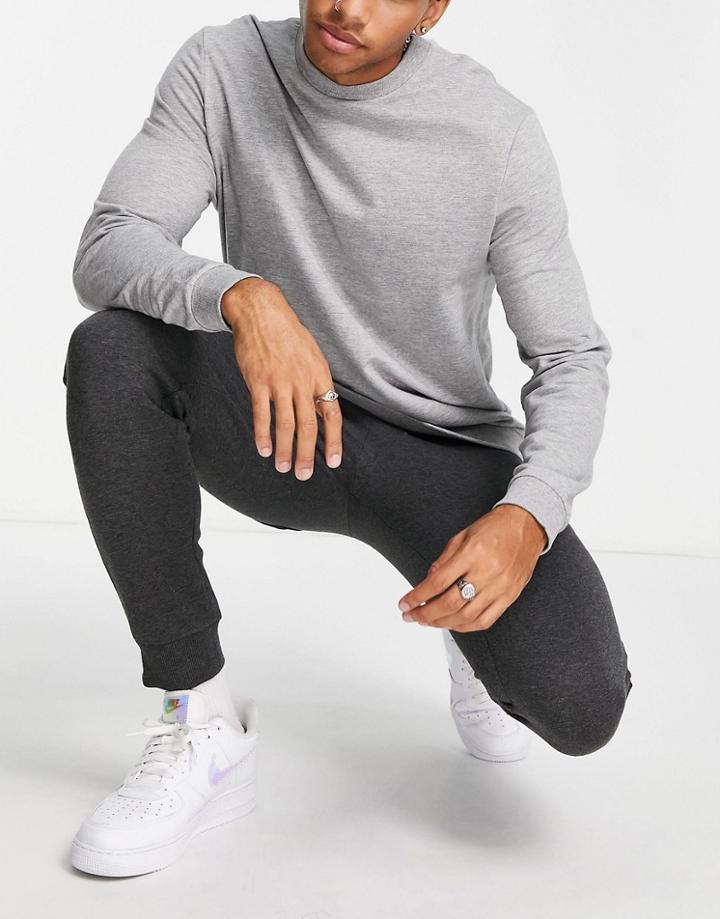 Asos Design Skinny Sweatpants In Charcoal-black