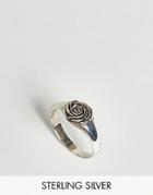 Asos Sterling Silver Ring With Rose Design - Silver
