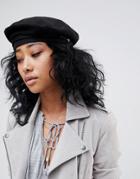 Brixton Structured Beret With Outside Rope Detail - Black