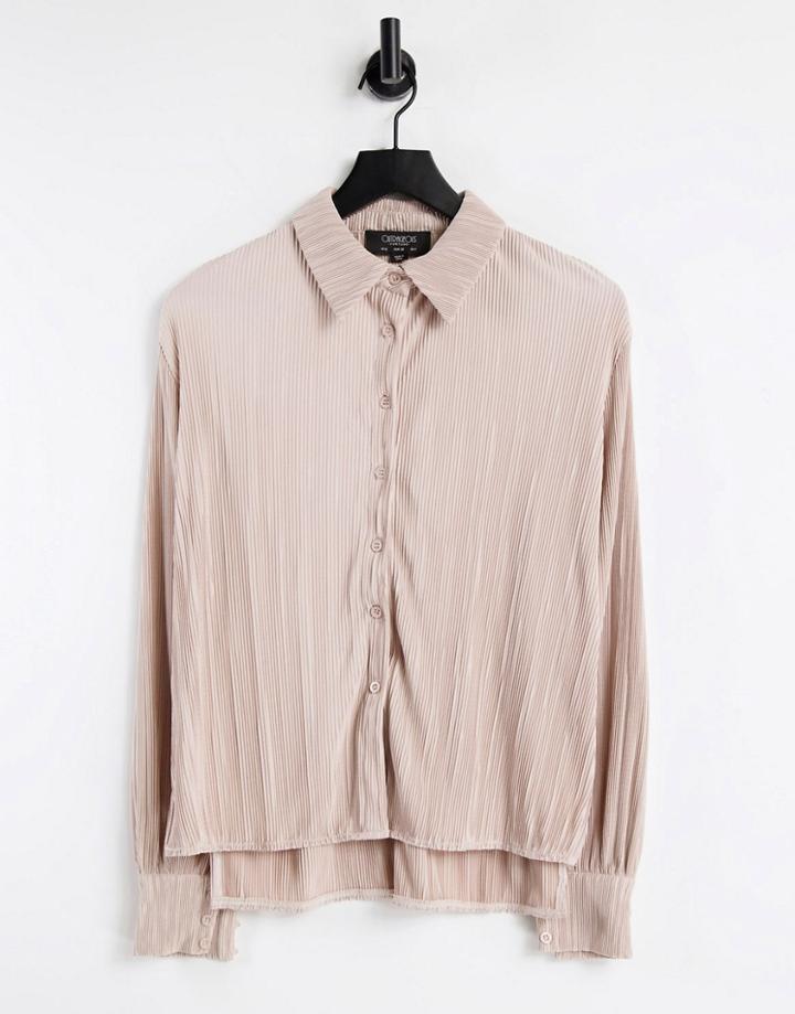 Outrageous Fortune Plisse Shirt In Blush Pink - Part Of A Set-white