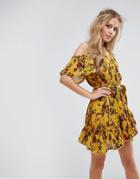 Foxiedox Floral Cold Shoulder Wrap Dress - Multi