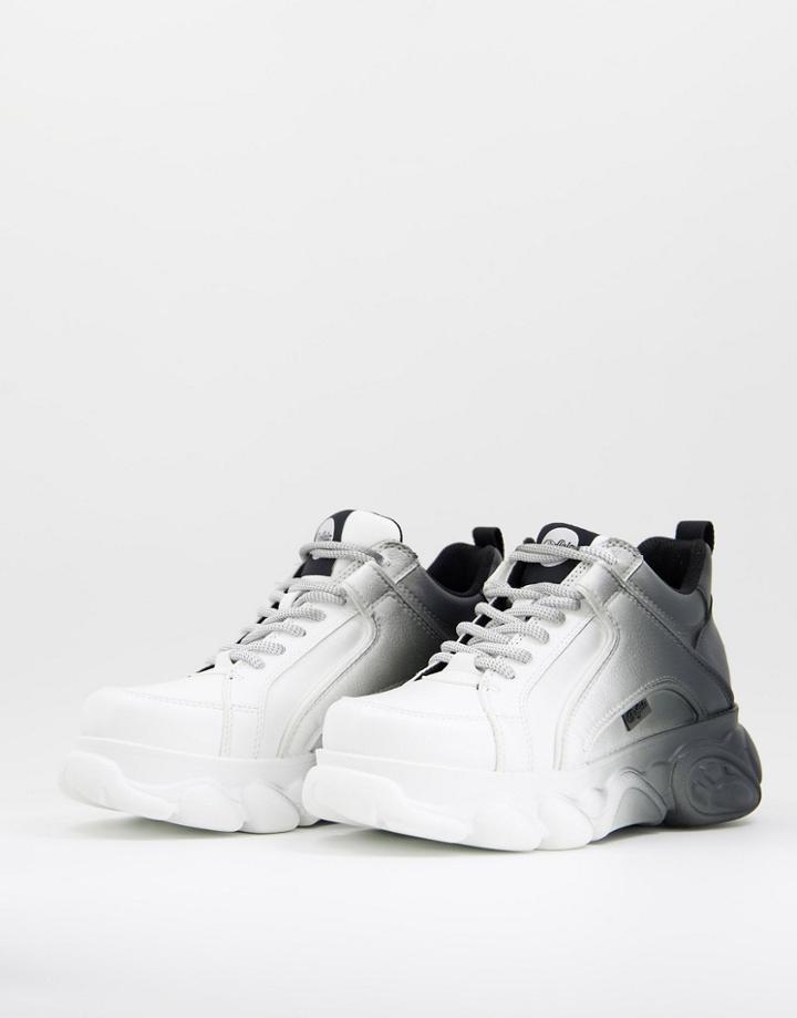 Buffalo Cld Corin Low Platform Sneakers In Black And White Fade-multi