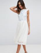 Asos Premium Sleeveless Embroidered Dress - White