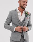 Asos Design Wedding Super Skinny Suit Jacket In Gray Micro Houndstooth - Gray