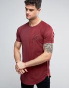 Kings Will Dream T-shirt In Burgundy With Faux Suede Panel - Red