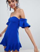 New Look Ruffle Hem Romper - Blue