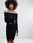 Lipsy Bardot Knitted Dress - Black