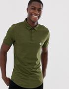 Le Breve Curved Hem Polo With Back Panelling-green