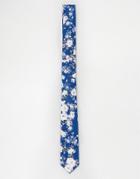 Asos Slim Tie In Blue Floral Design - Blue