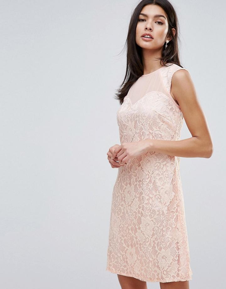 Little Mistress Lace Shift Dress - Pink