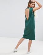 Asos Midi Sleeveless T-shirt Dress With V Back - Green