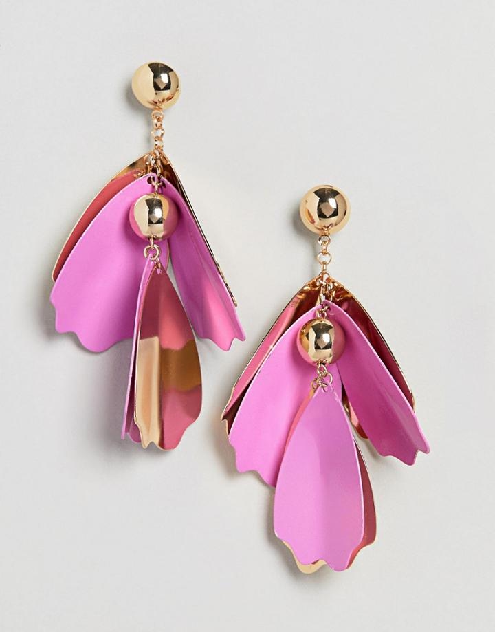 Asos Statement Color Metal Petal Earrings - Gold