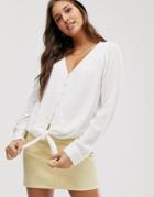 Hollister Eyelet Button Thru Shirt-white