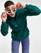 Adidas Originals Adicolor 1/4 Zip Fleece In Collegate Green With Central Logo