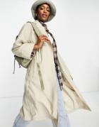 Topshop Plain Duster Coat In Sand-brown