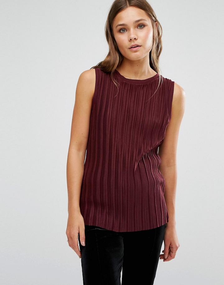New Look Pleated Jersey Tank Top - Red