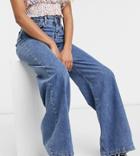 Stradivarius Petite 90s Wide Leg Jeans In Blue-blues