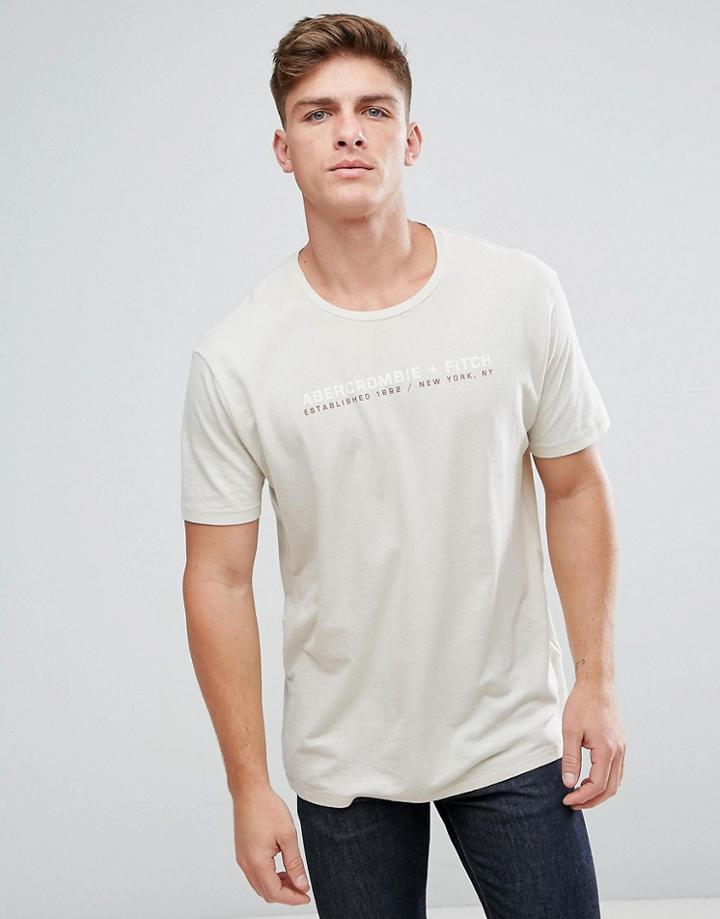 Abercrombie & Fitch Logo T-shirt With Front Logo In Beige - Beige