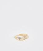 Asos Design Signet Ring With Ice Crystal Detail In Shiny Gold Tone - Gold