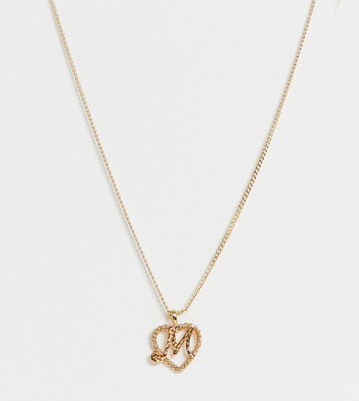 Reclaimed Vintage Inspired Gold Plated M Initial Pendant Necklace - Gold