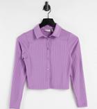 Asos Design Petite Fitted Rib 90s Shirt In Lilac-purple