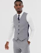 Asos Design Slim Suit Vest In Mid Gray - Gray