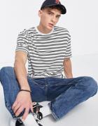 Asos Design Relaxed T-shirt In Black And White Textured Stripe