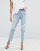 A-gold-e Jamie Hi Rise Straight Jean With Rips - Blue