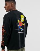 Asos Design The Simpsons Oversized Long Sleeve T-shirt With Chest And Back Print - Black
