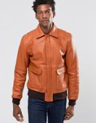 Wood Wood Dean Leather Bomber Contrast Cuff And Waist - Tan