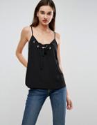 Asos Swing Cami With Eyelet Detail - Black