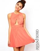 Asos Petite Exclusive Skater Mini Dress With Cut Out Front